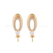 Brass Micro Pave Clear Cubic Zirconia Stud Earring Findings KK-S356-622-NF