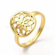 Ion Plating(IP) 304 Stainless Steel Flower Adjustable Ring for Women RJEW-B027-19G