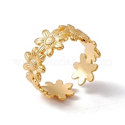 Ion Plating(IP) 304 Stainless Steel Ring Flower Wrap Open Cuff Ring for Women RJEW-C045-17G