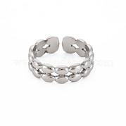 304 anello per polsino aperto avvolgente ovale in acciaio inossidabile per donna RJEW-S405-163P