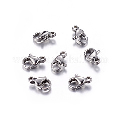 Fermoirs mousquetons en acier inoxydable 304 résistant au ternissement, fermoirs à gâchette de perroquet, polissage manuel, 9x5x2.5mm, Trou: 1mm