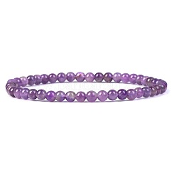 Bracelets extensibles en améthyste naturelle de 4 mm