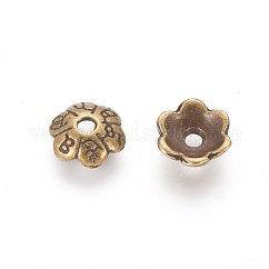 6 in stile tibetano tappi fiore della lega tallone -petal, cadmio & nichel &piombo libero, bronzo antico, 6x2mm, Foro: 1 mm