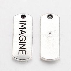 Тибетский стиль сплава прямоугольник со словом представить подвески&nbsp;TIBEP-Q043-056-RS