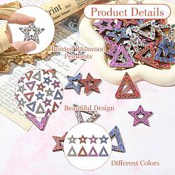 40 шт. подвески из липы с принтом в двух стилях&nbsp;WOOD-CJ0002-49