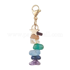 Decoraciones colgantes de chips de piedras preciosas mixtas naturales de 7 chakra&nbsp;HJEW-JM01024