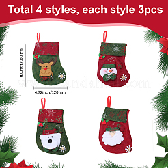 12 шт. 4 стиля тканевый рождественский чулок подарочный мешок подвеска украшение&nbsp;FIND-SP0020-60A