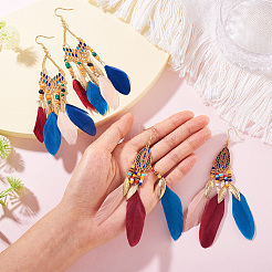 2 пара серег-перьев 2 стилей&nbsp;EJEW-TA0001-46