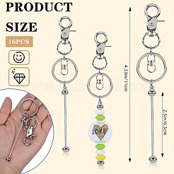 16 Stück 16-Farben-Legierung Beadable Bar Schlüsselanhänger für DIY Handwerk Schmuckherstellung&nbsp;KEYC-SZ0001-20