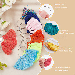 18 Stück 18 Farben Polycotton Quaste Fächerform Weinglas-Anhänger&nbsp;AJEW-BC0003-93