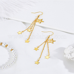 1 пара серег-кисточек в форме звезды из латуни&nbsp;EJEW-LP0007-113G