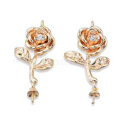 Messing-Mikropavé-Anhänger mit klaren Zirkonia-Blumen&nbsp;LS-KK-N232-464