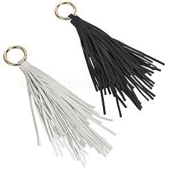 2 Stück 2-Farben-Pu-Leder-Quasten-Anhänger-Schlüsselanhänger&nbsp;FIND-CL0001-88C