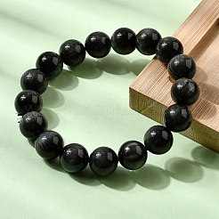 Bracelets extensibles en perles rondes en pierre œil d'aigle naturelle de qualité A pour femmes&nbsp;BJEW-L712-B06-12mm