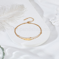 1 Stück Fußkettchen mit Feder-Gliederkette aus Edelstahl mit Doppelkette für Damen&nbsp;AJEW-LP0007-82G
