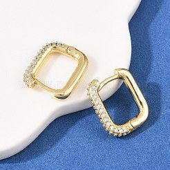 Прямоугольные латунные серьги-гвоздики с прозрачными кубическими циркониями&nbsp;EJEW-A156-12A-G