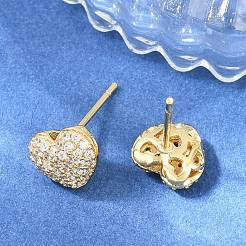 Messing Micro Pave klare Zirkonia Ohrstecker&nbsp;EJEW-G471-31G-03