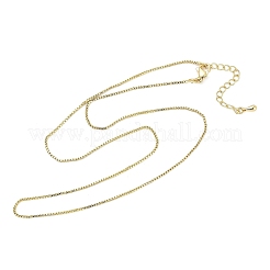 Стойки покрытие 1 мм латунные цепочки-коробки ожерелья для женщин&nbsp;LS-NJEW-H049-02G