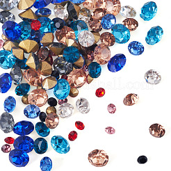 Cabochons en verre avec strass de dos avec point&nbsp;RGLA-YS0001-03