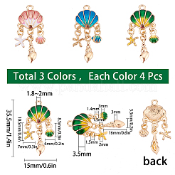 12шт 3 цвета легкие золотые подвески с эмалью&nbsp;FIND-SC0002-77