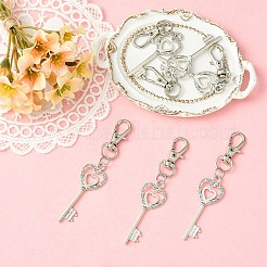 6 colgante de aleación con forma de llave de corazón&nbsp;HJEW-YW00392