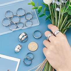 16 шт. 8 стиля 304 нержавеющая сталь широкие кольца для пальцев для женщин и мужчин&nbsp;RJEW-UN0002-54P