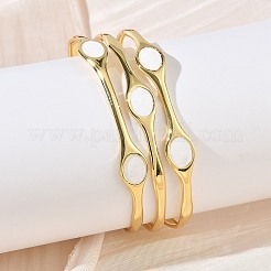 Bracciali rigidi multistrato in ottone smaltato per donna&nbsp;BJEW-A173-01G-02