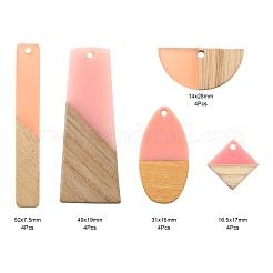 20шт 5 стильные полукруглые подвески из смолы и дерева&nbsp;RESI-LS0001-45