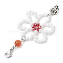 4 pz 4 colori fiore di vetro e decorazione pendente con perline occhio di gatto&nbsp;HJEW-TA00296