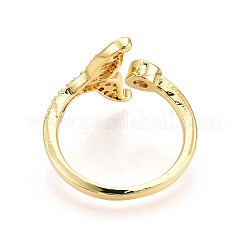 Латунные кольца-манжеты с микропаве и прозрачным цирконием для женщин&nbsp;KK-T074-23G