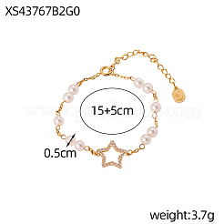 Pulseras de eslabones en forma de estrella de acero inoxidable 304 para mujer&nbsp;BJEW-OY001-04