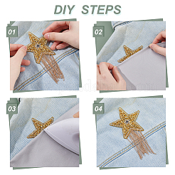 5 Stück 5 Farben Stern Legierung Strass Stoffe Patches mit Kette Quaste&nbsp;PATC-GA0001-55