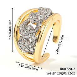 Открытые кольца манжеты из латуни с микропаве и кубическим цирконием&nbsp;IM2019-1