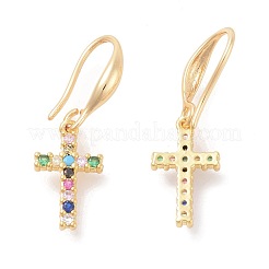 Micro ottone spianare zirconi orecchini pendenti&nbsp;EJEW-F233-02