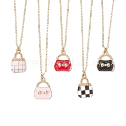 Сплав эмаль сумочка кулон латунный кабель цепь ожерелья для женщин&nbsp;NJEW-JN05273