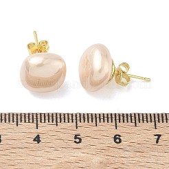 Boucles d'oreilles puces en laiton et plastique ABS imitation perle pour femmes&nbsp;PL-CBA760A-03A-G01