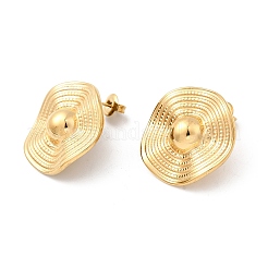 Серьги-гвоздики из нержавеющей стали 304 с волнистыми плоскими круглыми бусинами&nbsp;EJEW-K268-53A-G