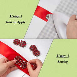 4 Stück Blumenapplikation aus Legierung und GlasStrassen&nbsp;DIY-MA0007-20B