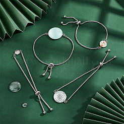 8шт 4 браслета из нержавеющей стали 304 с круглыми кабошонами&nbsp;DIY-UN0056-07