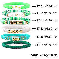 Эластичные браслеты из полимерной глины с бусинами хейши и латунными бусинами для повседневной носки и создания непринужденного стиля.&nbsp;JO6865-1