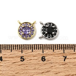 Латунные плоские круглые подвески с микропаве из кубических цирконий&nbsp;KK-F929-03