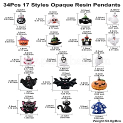 34шт 17 стиля непрозрачные подвески из смолы&nbsp;RESI-CJ0003-05