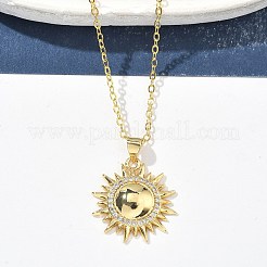 Латунные микропаве прозрачные кубические цирконии ожерелья с подвеской в виде солнца для женщин&nbsp;NJEW-S449-05B-G