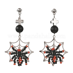 Boucles d'oreilles pendantes en acier inoxydable et verre&nbsp;EJEW-MZ00779