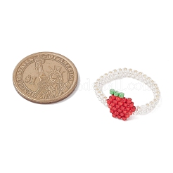 Weihnachts-Fingerringe aus Glasperlen für Damen&nbsp;RJEW-MZ00029-04