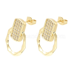 Pendientes de tuerca de circonio cúbico con micro pave de latón&nbsp;KK-CBA5B62-03B-G