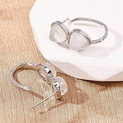 Boucles d'oreilles puces en cristal de quartz naturel en forme de cœur pour la Saint-Valentin&nbsp;EJEW-T053-01P-08