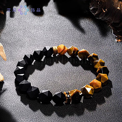 Natürliche Tigerauge- und Obsidian-Perlenarmbänder zum Stretch für Damen und Herren&nbsp;WG6996F-01
