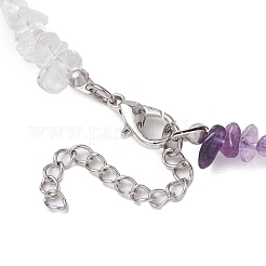 Collane di perline di quarzo rosa naturale e cristallo di quarzo e ametista&nbsp;NJEW-JN05099-04