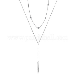 Doppelreihige Halskette mit Anhänger in Y-Form aus S925-Silberzirkon für Damen&nbsp;MB8919-1